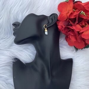 NWT Madewell Stone Collection White Jade GoldTone Pierced Earrings